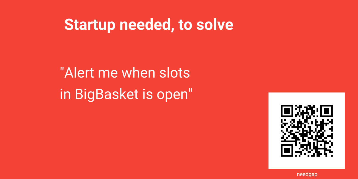 Alert me when slots in BigBasket is open needgap